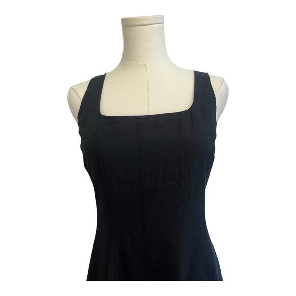 NWT Madewell Black Seamed Squareneck Midi Dress Size 4 Cotton Linen Blend Black - Picture 3 of 8